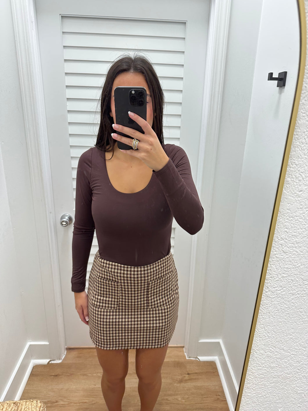 Gingham Print Fitted Mini Skort
