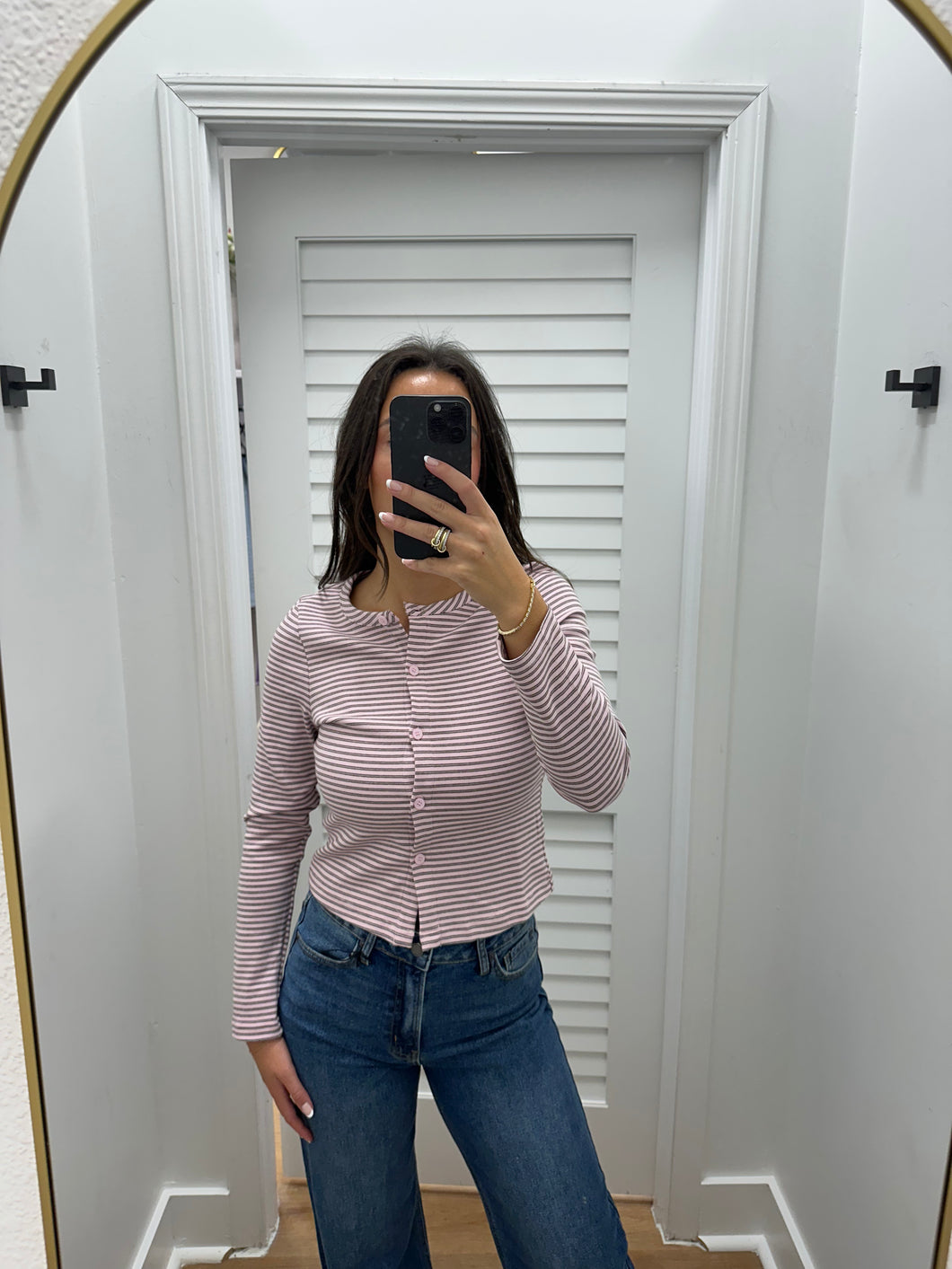 Pink and Brown Stripe Top