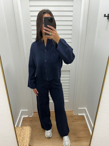 Navy Straight Leg Sweater Pants