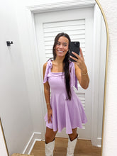 Load image into Gallery viewer, Tie Strap Lavender Swing Dress
