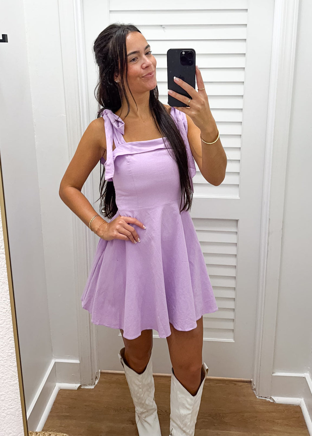 Tie Strap Lavender Swing Dress