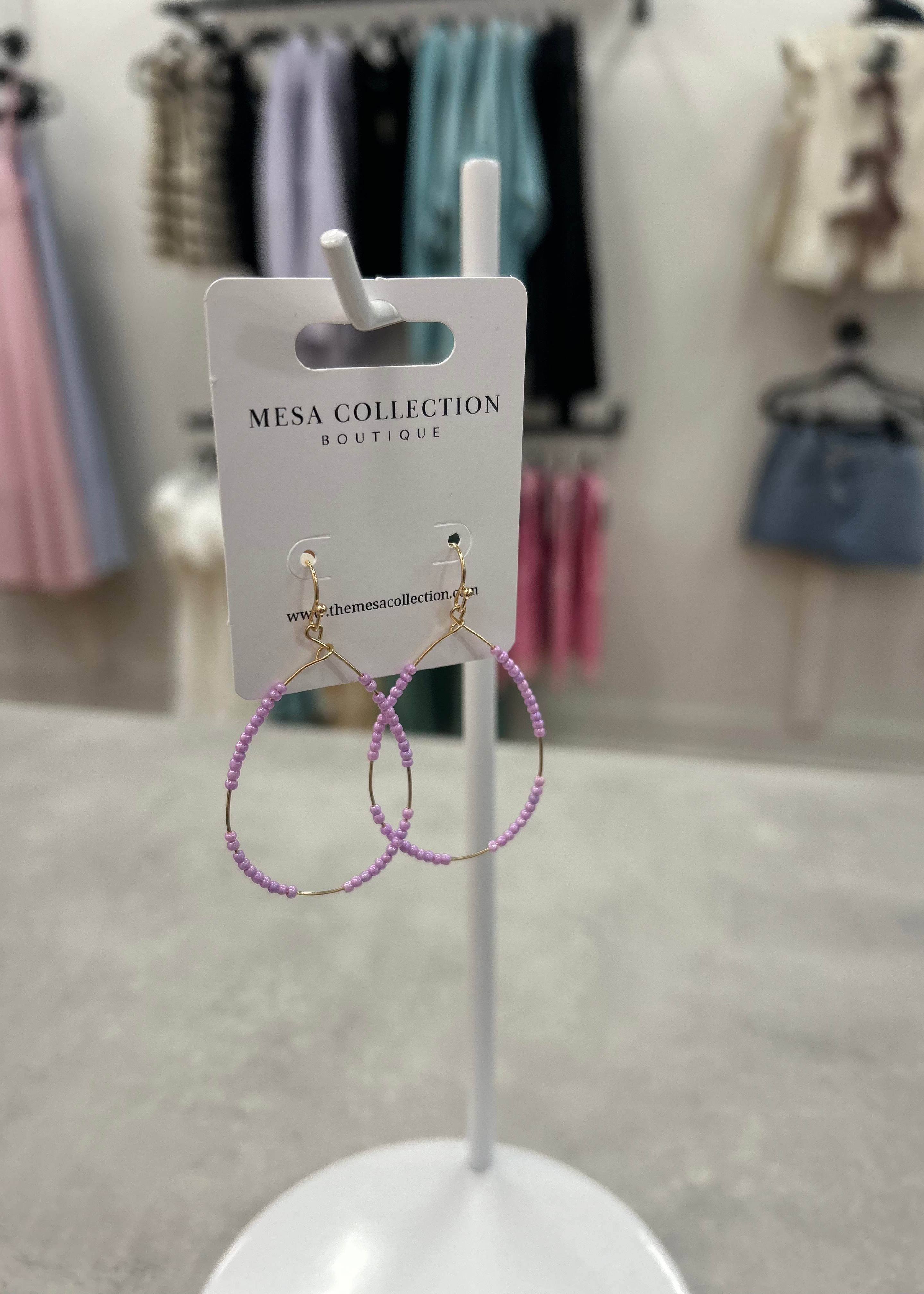 Lavender Beaded Earring