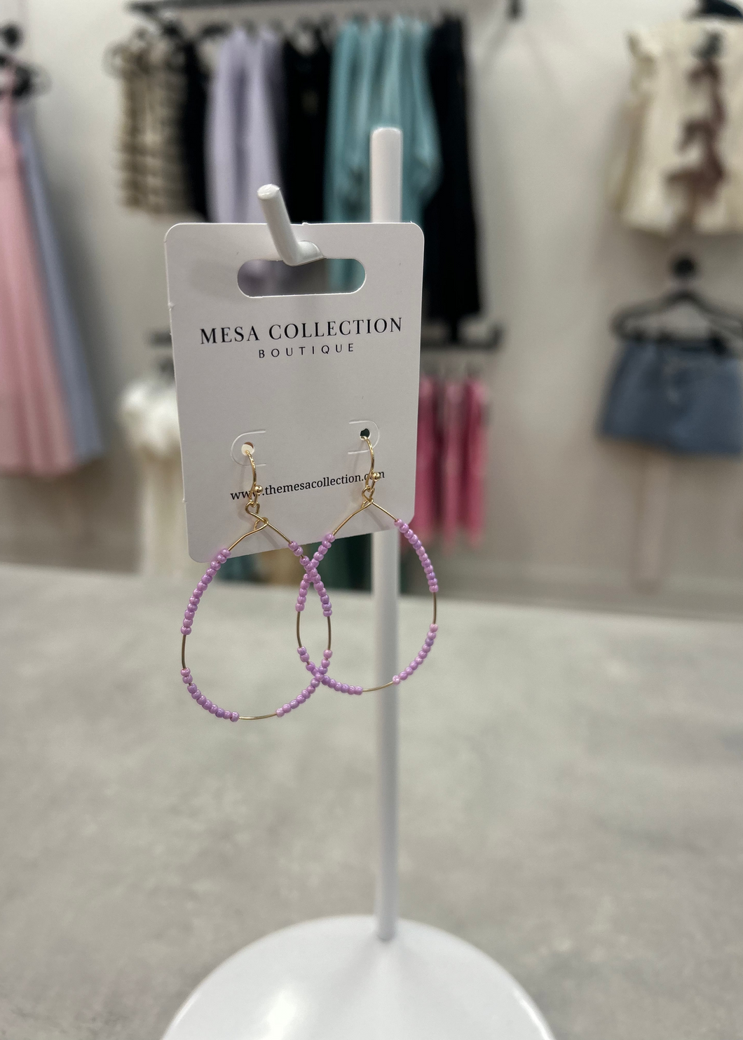 Lavender Beaded Earring