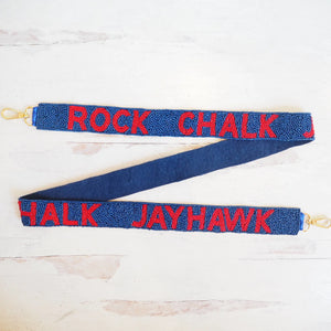 Blue Rock Chalk Jayhawks Beaded Game Day Strap