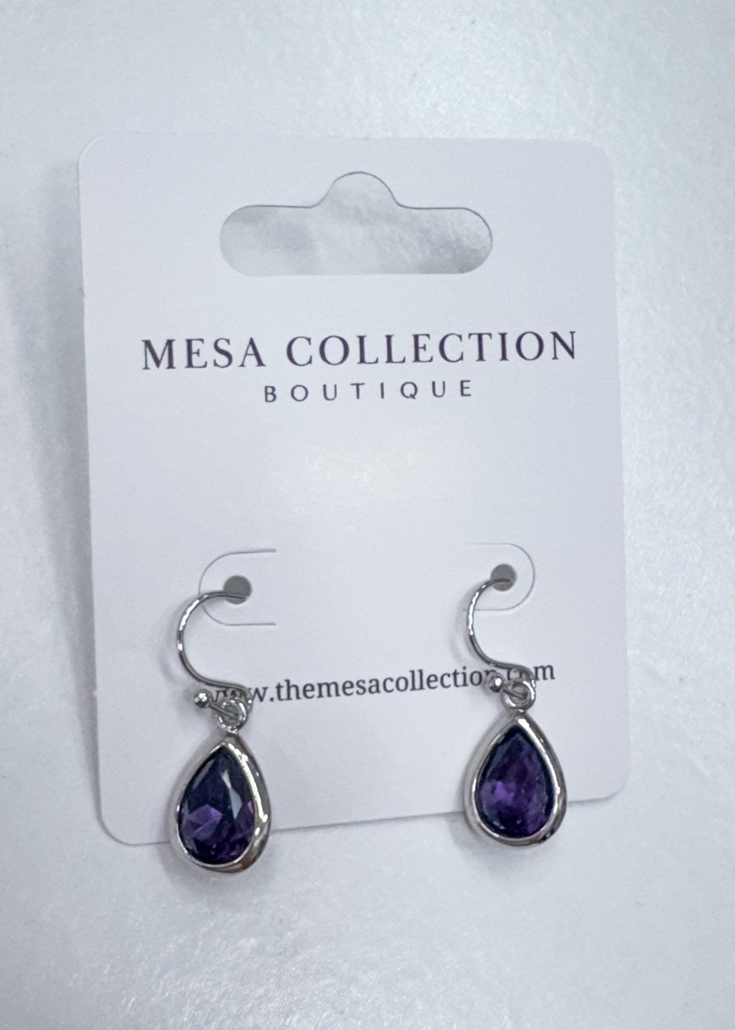 Silver & Purple Drop Earring
