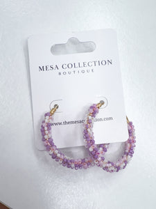 Lavender & White Beaded Earrings