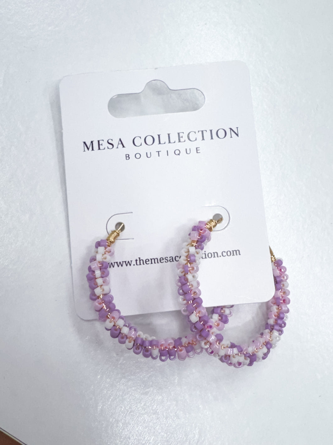 Lavender & White Beaded Earrings