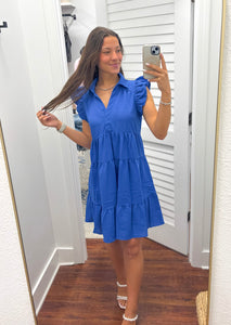 Tired Short Dress Blue