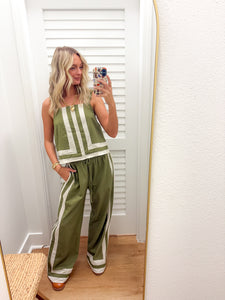 Olive Straight Leg Woven Pants