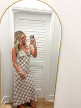 Load image into Gallery viewer, Plaid Cream Think Strap Midi Dress
