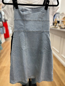 Strapless Light Wash Denim Bow