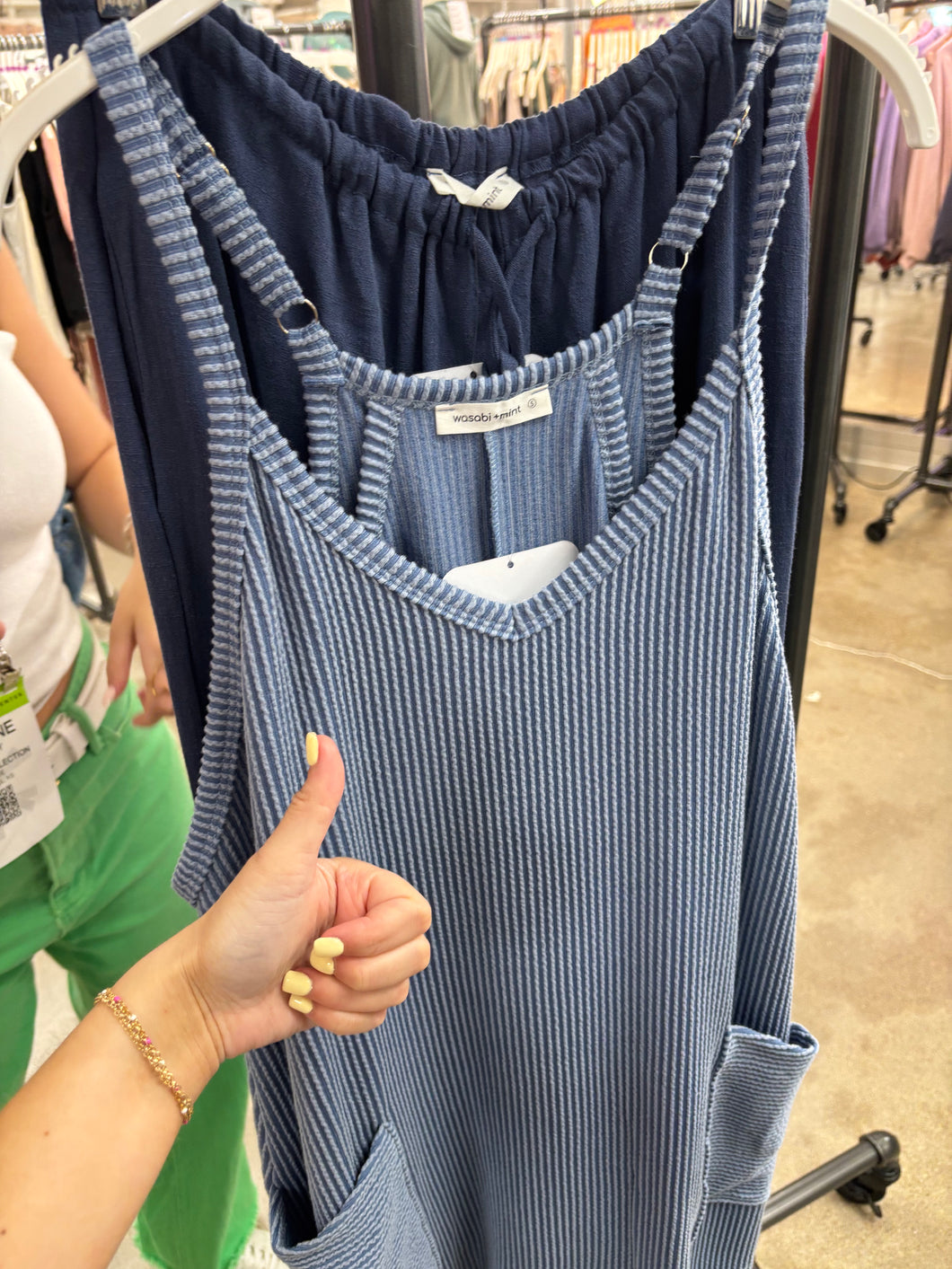 WMDR3706 - Ribbed Mini Blue Romper