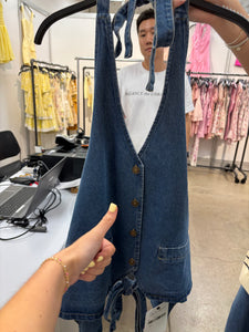 Halter Neck Denim Back Tie Top