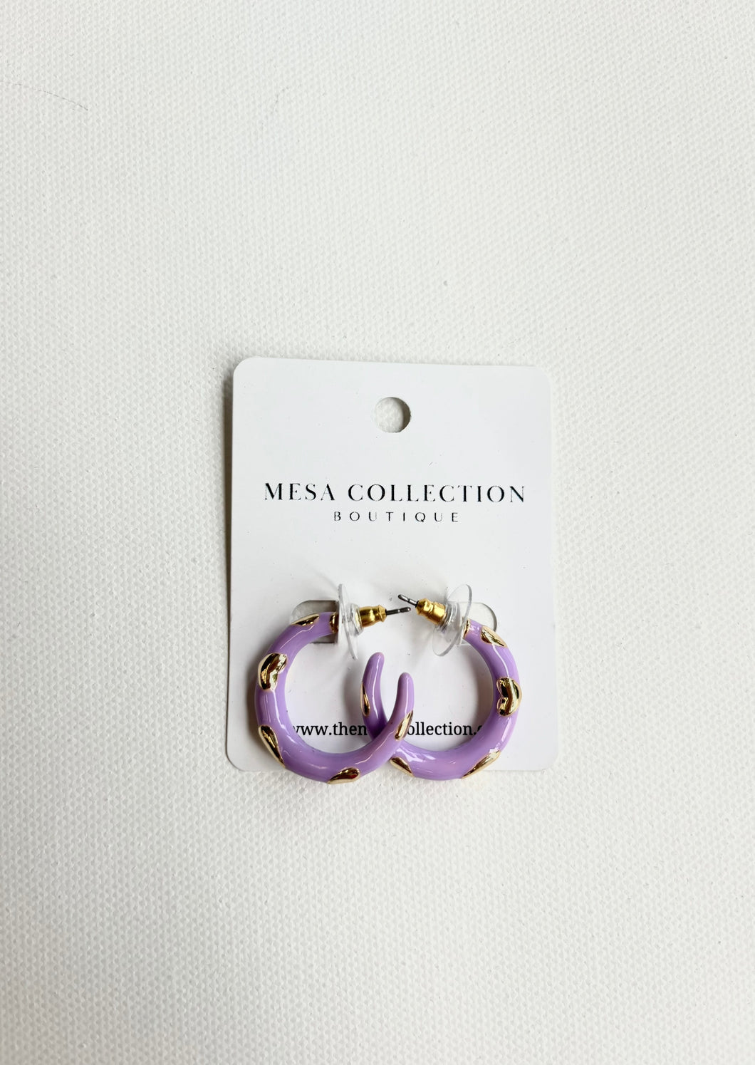 Purple Hoop Gold Heart Earring