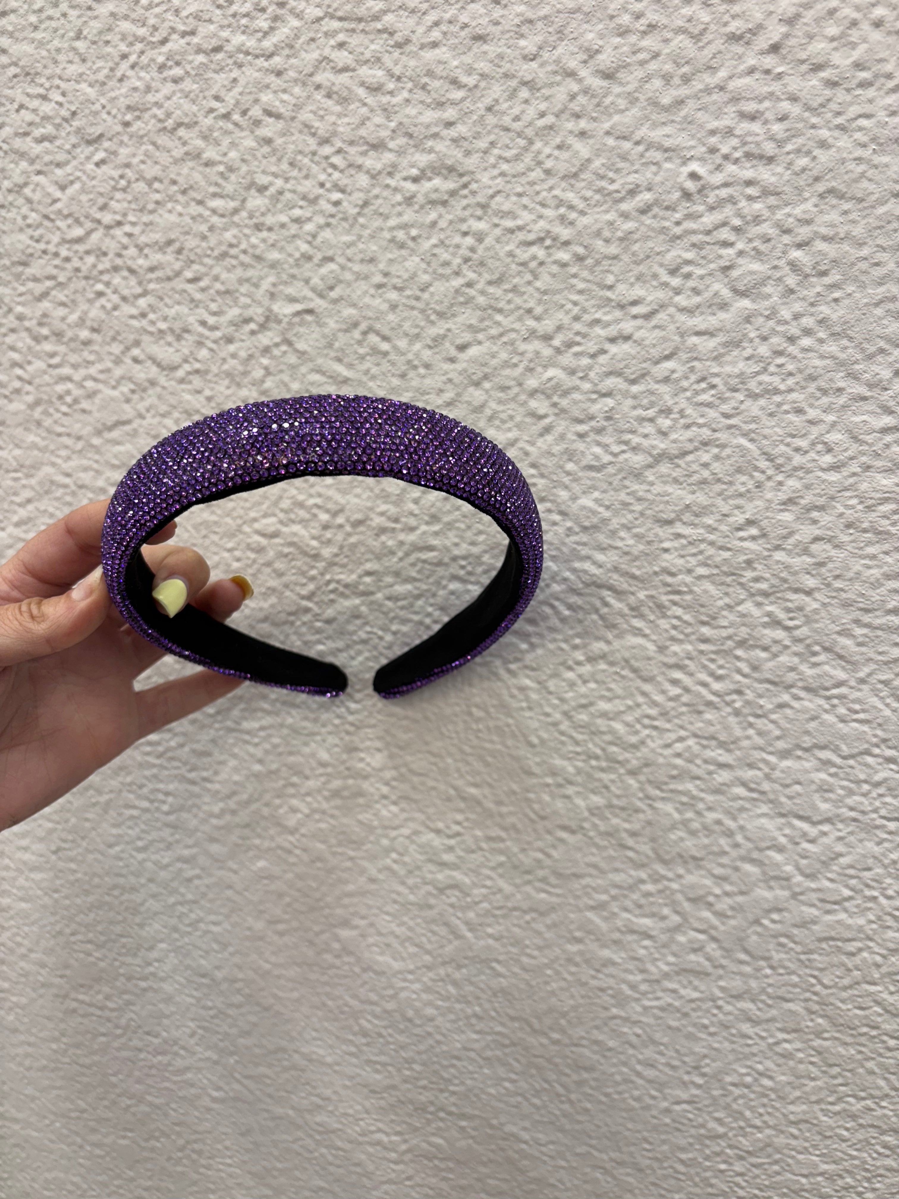 Rhinestone Beaded Purple Headband