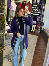 Load image into Gallery viewer, Purple &amp; White Cardigan
