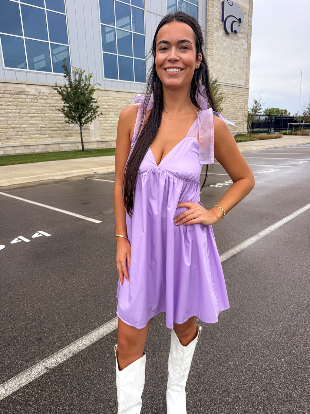Tulle Bow Tie Strap Sweetheart Babydoll Dress