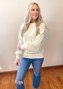 Textured Sleeve Detailed Cozy Sweater Top