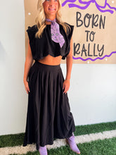 Load image into Gallery viewer, Pleated Linen Midi Black Skirt
