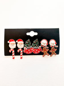 6 Pairs Christmas Studs