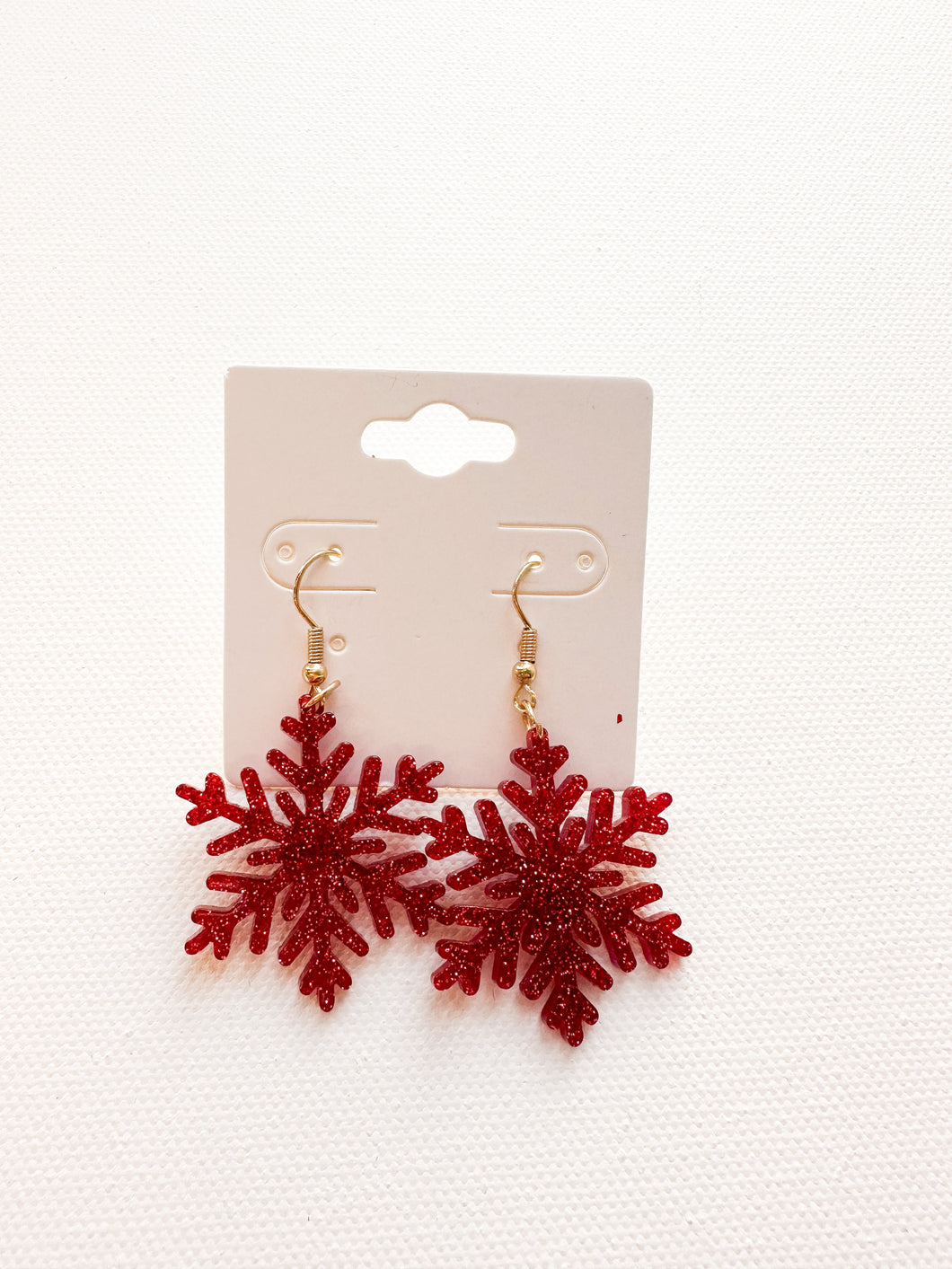 Red Snowflake Earrings