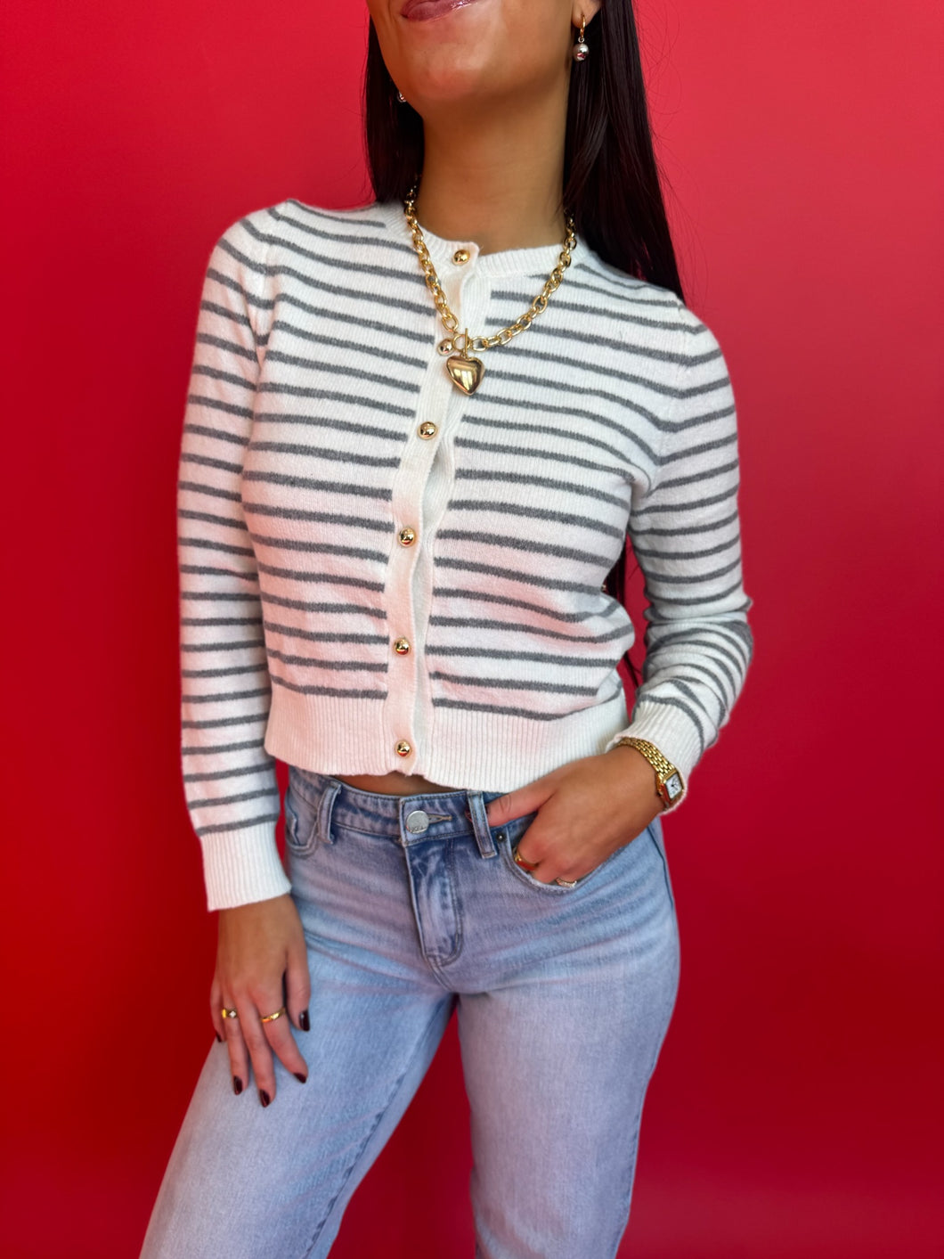 Striped Cardigan Button Down