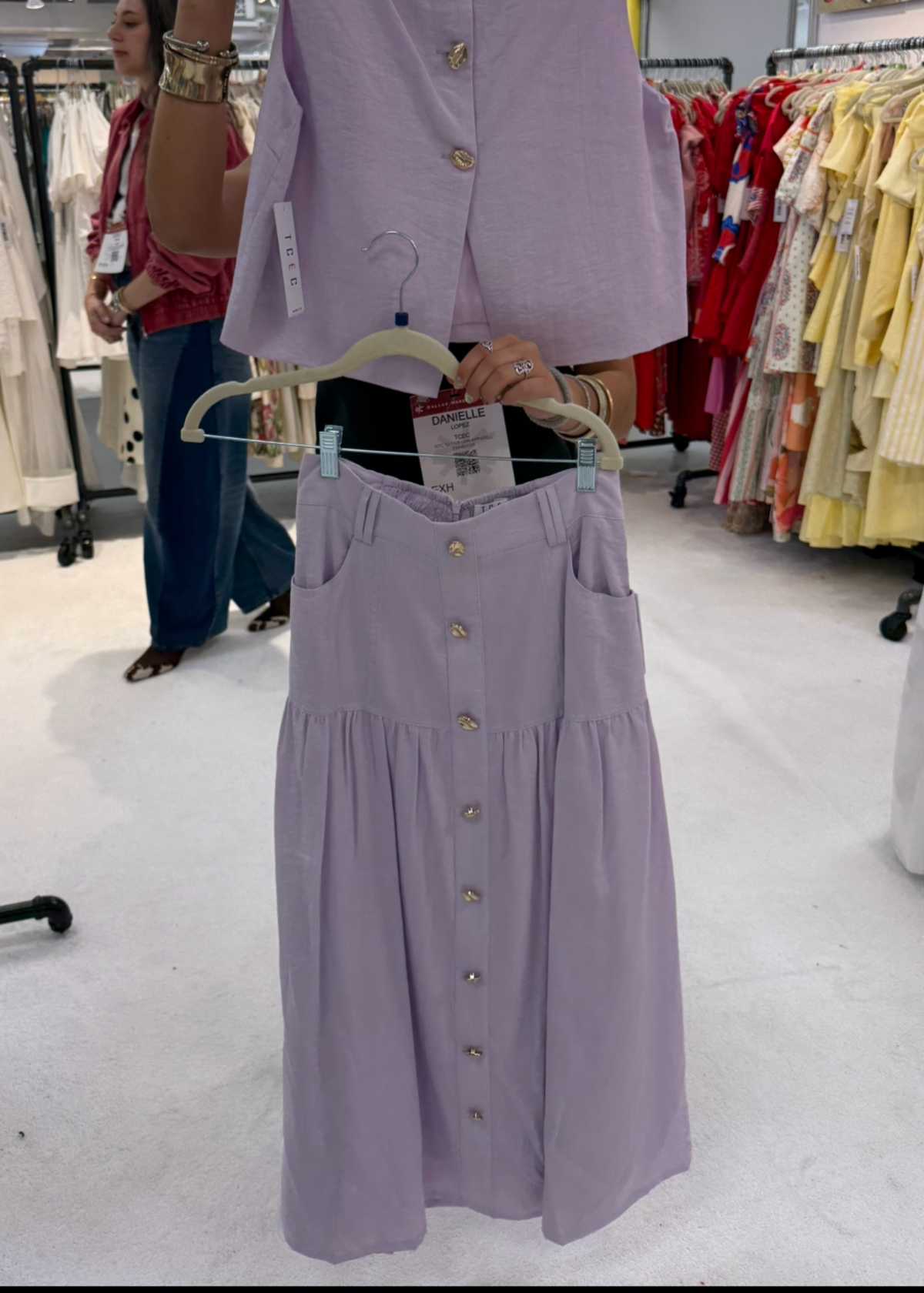 Lavender Front Button Maxi Skirt