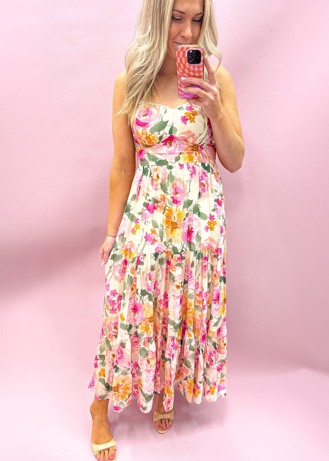 Blush Tiered Floral Dress