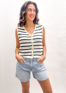 Black Striped Sleeveless Vest