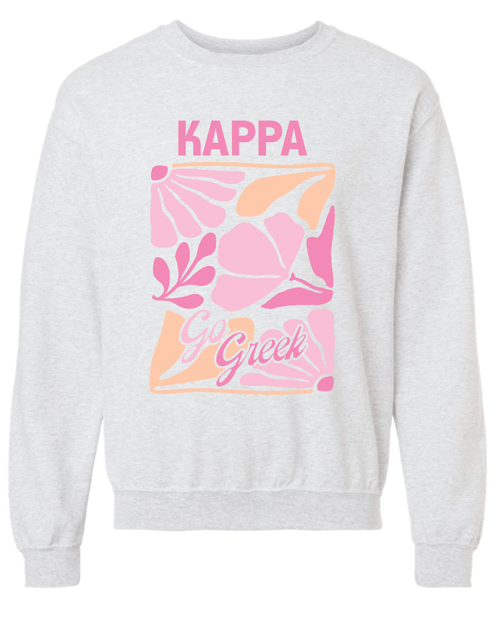 G-7: Pink and Orange Flower Greek Crew - Customizable