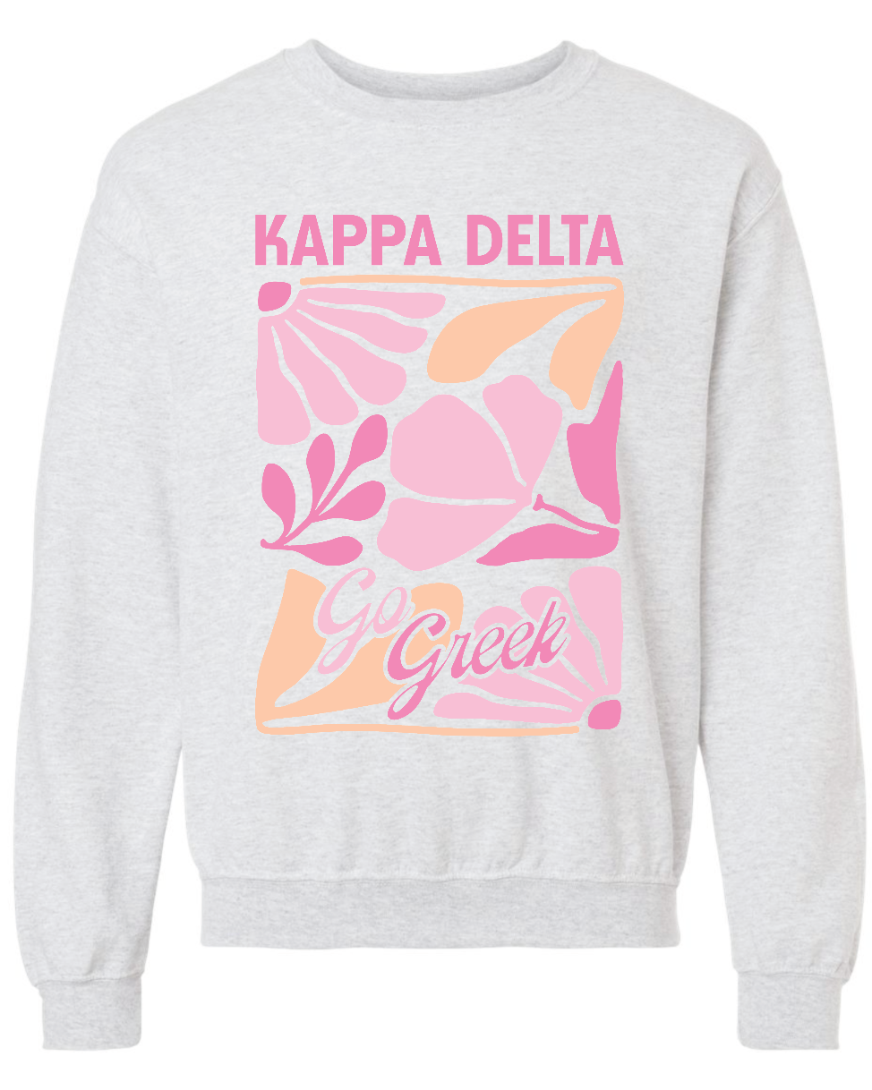 G-7: Pink and Orange Flower Greek Crew - Customizable