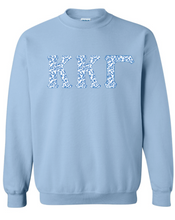Load image into Gallery viewer, G-4: Sorority Blue Floral Letters Crew - Customizable

