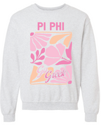 G-7: Pink and Orange Flower Greek Crew - Customizable