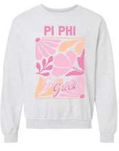 Load image into Gallery viewer, G-7: Pink and Orange Flower Greek Crew - Customizable
