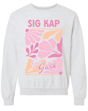 Load image into Gallery viewer, G-7: Pink and Orange Flower Greek Crew - Customizable
