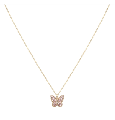 Pink Crystal and Gold Butterfly 16
