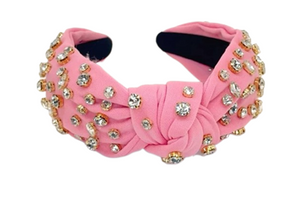 Pink Fabric with Rhinestone Headband