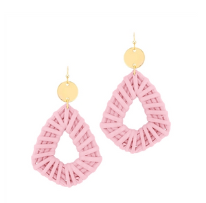 Pink Raffia Geometric 1.5" Earring