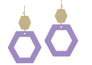 Lavender Open Hexagon Acrylic 1.5" Earring (Copy)