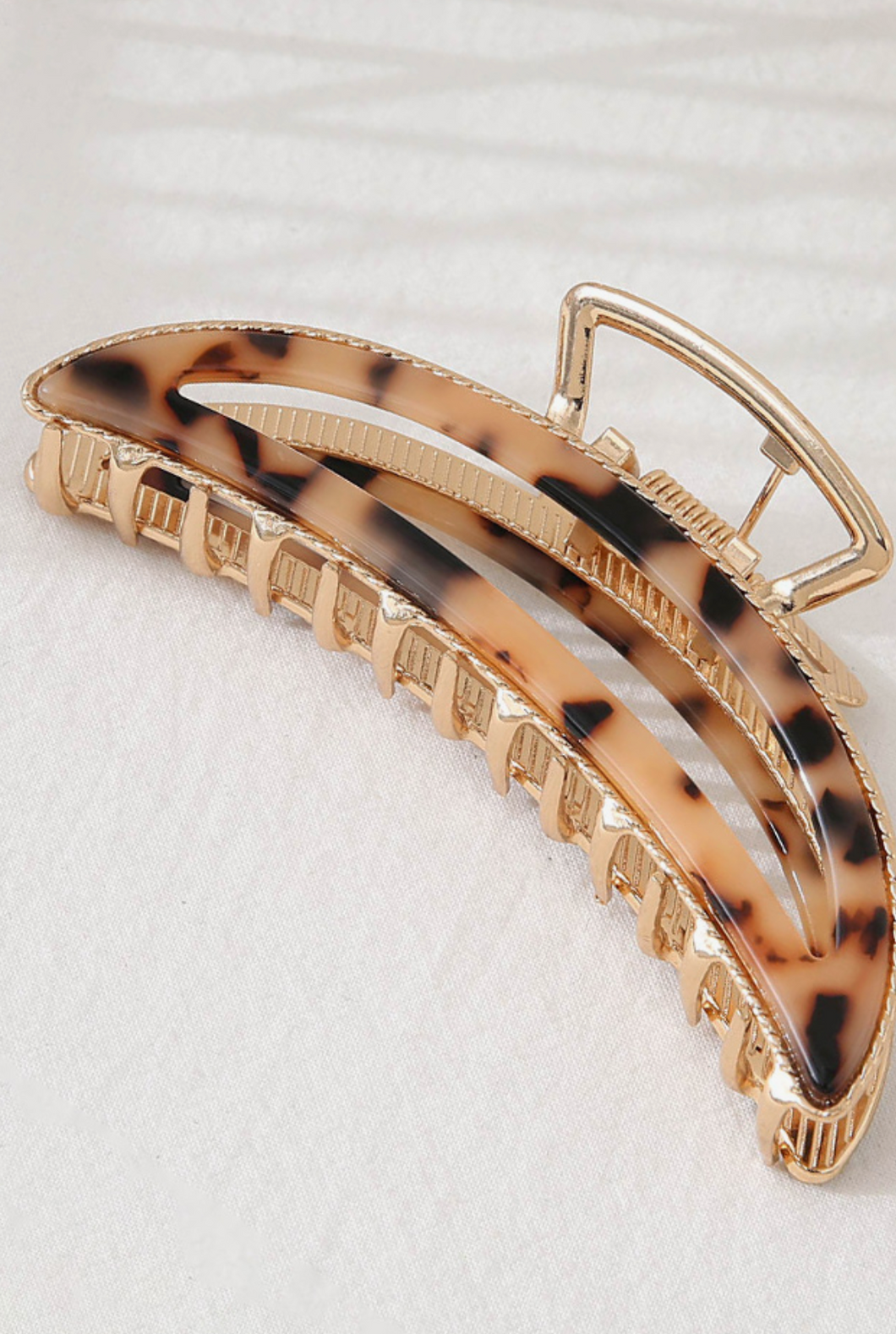Half Moon Tortoise Metal Hair Claw Brown