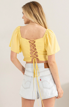 Load image into Gallery viewer, Yellow Lace-Up Top
