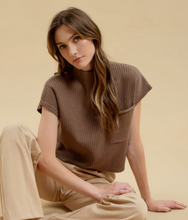 Load image into Gallery viewer, Funnel Neck Knit Mocha Top
