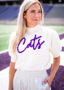 Cats Tinsel Script Mock Neck