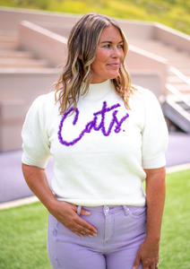 Cats Tinsel Script Mock Neck