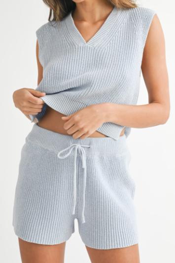 Light Blue Sweater Shorts