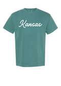 L-3: Script Kansas Sea Green Tee