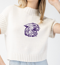 Load image into Gallery viewer, Embroidered Ratty Cat Mock Sweater

