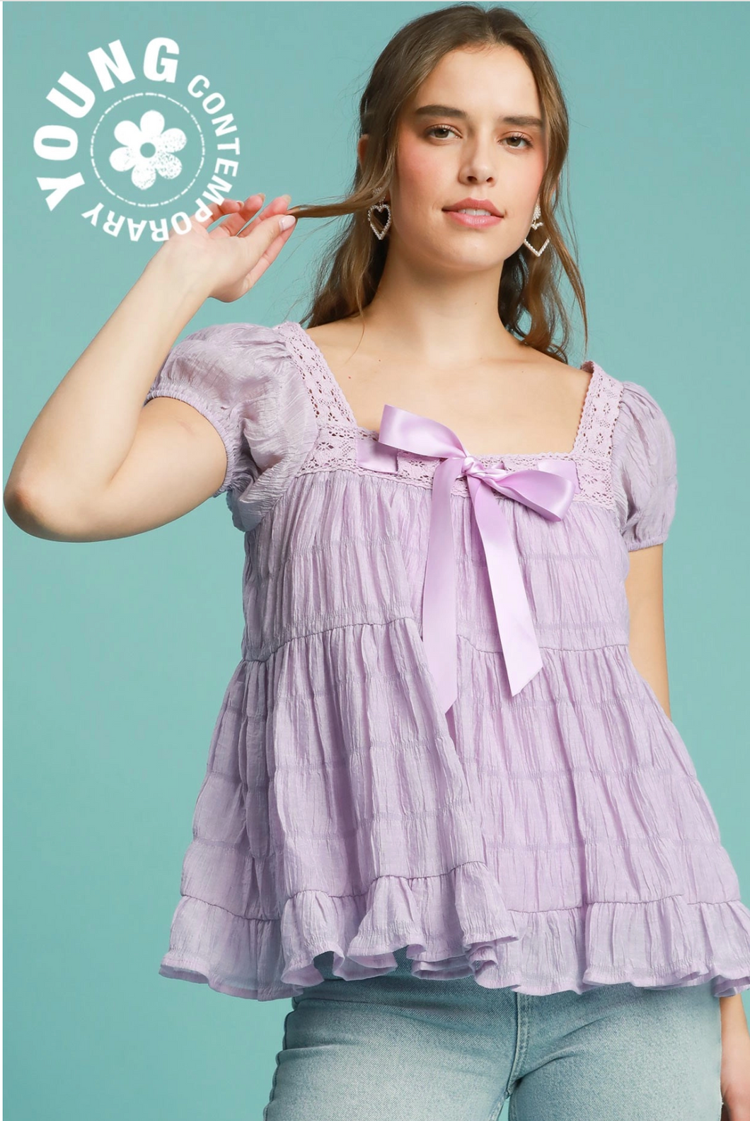 Flowy Lavender Bow Top