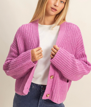 Load image into Gallery viewer, Oversized Ribbed Sweater Cardigan Pink
