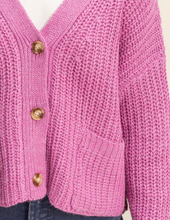 Load image into Gallery viewer, Oversized Ribbed Sweater Cardigan Pink
